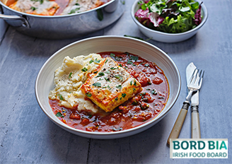 Poached Hake with a Simple Tomato Sauce